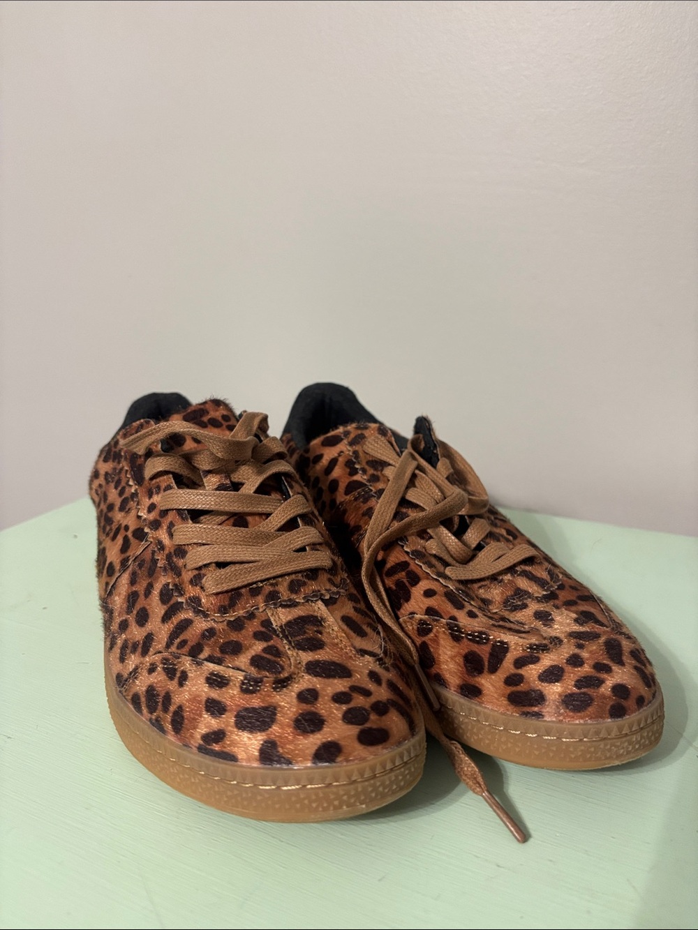 Womens Leopard Print Casual Sneakers in Brown